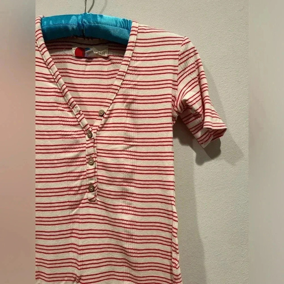 FREE PEOPLE FP BEACH LULU STRIPED HENLEY MIDI RIBBED V NECK DRESS / Size XS / - Picture 3 of 7